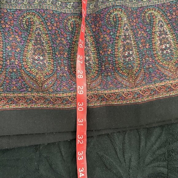 Vintage Sanyo Size 6 Black Wool Paisley Maxi Skirt Lined Academia Witchy Luxury - Picture 13 of 13